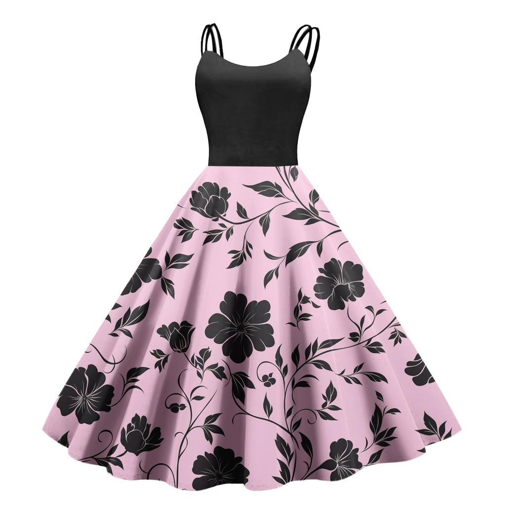 Women's Casual Fashion Print Sexy Off Shoulder Punk Retro Dress Retro Dress Dress