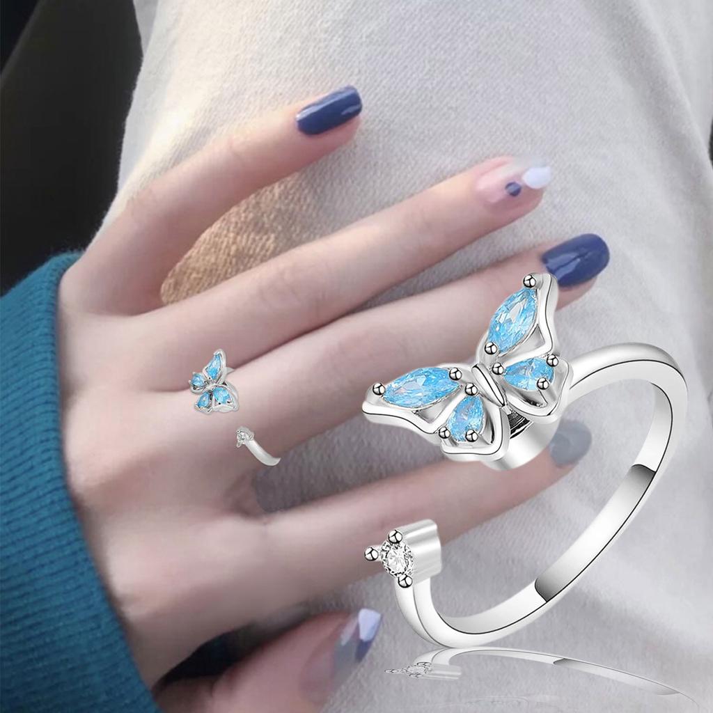 Регулируемое кольцо для большого пальца в форме бабочки, вращение от стресса, тревожные кольца, женские украшения