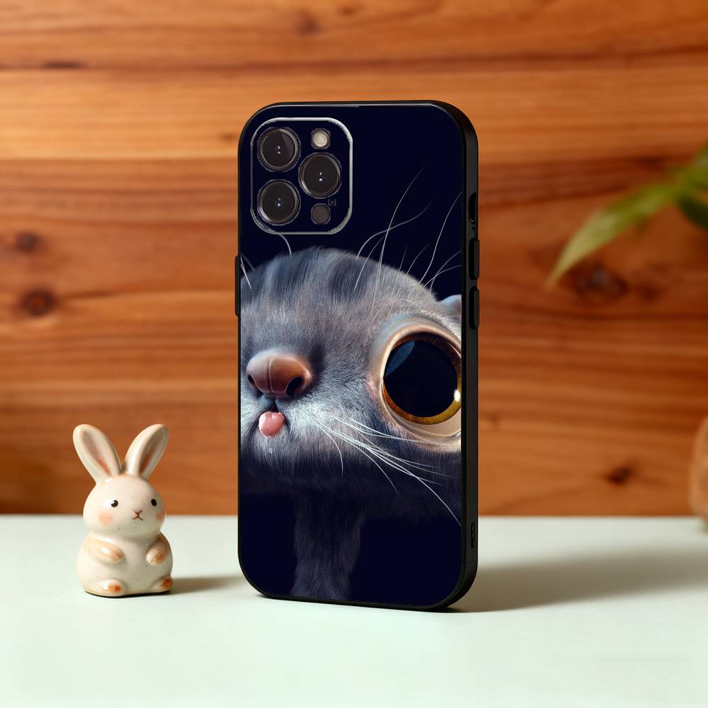 Милый маленький A-Животные Чехол для телефона для iPhone 16 15 14 13 12 11 Pro Max Plus, 5G Мягкий Черный Чехол