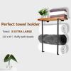 Double Pole Towel Storage Rack, Non Perforated Towel Storage Rack, Wall Mounted Black Iron Wood Bathroom Towel Rack