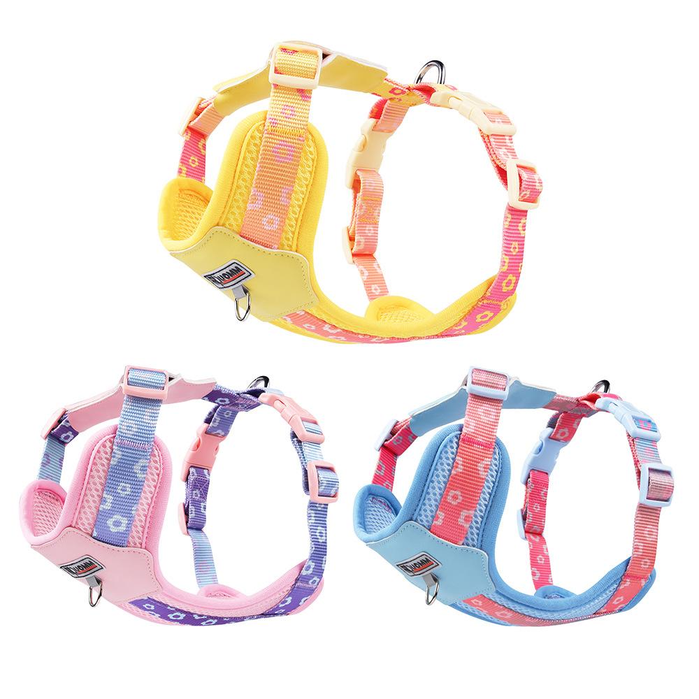 Dopamine Dog Harness Small & Medium Outdoor Dog Harness Gradient Print Pet Leash Set Comfortable and breathable