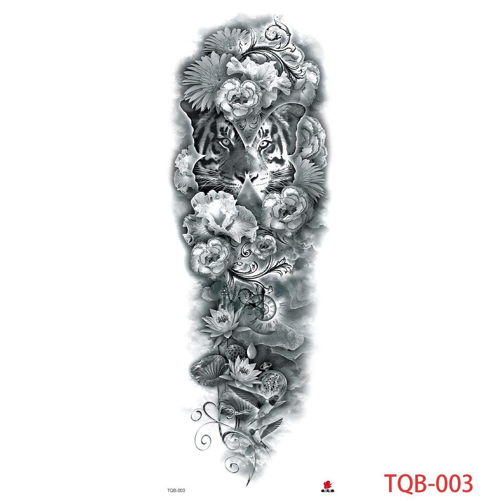 1 PC 480*170MM Large Temporary Tattoos Sleeve for Men Women Full Arm Selleve Tattoos Temporary Realistic Fake Wolf Tiger Lion Tattoo
