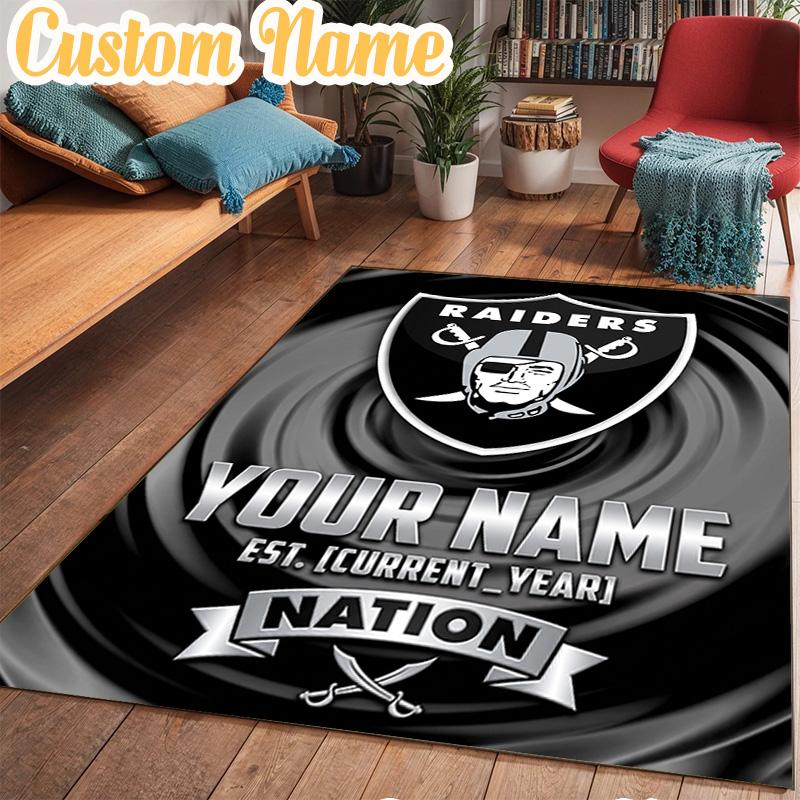Custom Name Las Vegas Raiders Design Rug Office Rug Chair Mat Non Slip Carpet Rugs for Bedrooms Dining Room Living Room Home Decor gifts