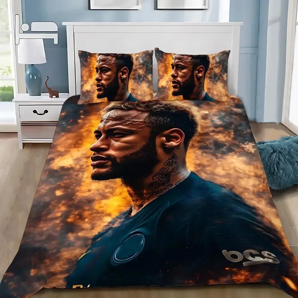 Football Star Duvet Cover Pillowcase Neymar Bedding Set Adult Boy Girl Bedroom Decoration Single Double Full King Size