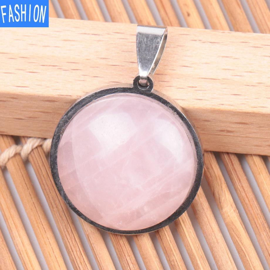 Женское простое ожерелье из нержавеющей стали с плоским камнем в европейском и американском стиле, модное ожерелье с натуральными кристаллами