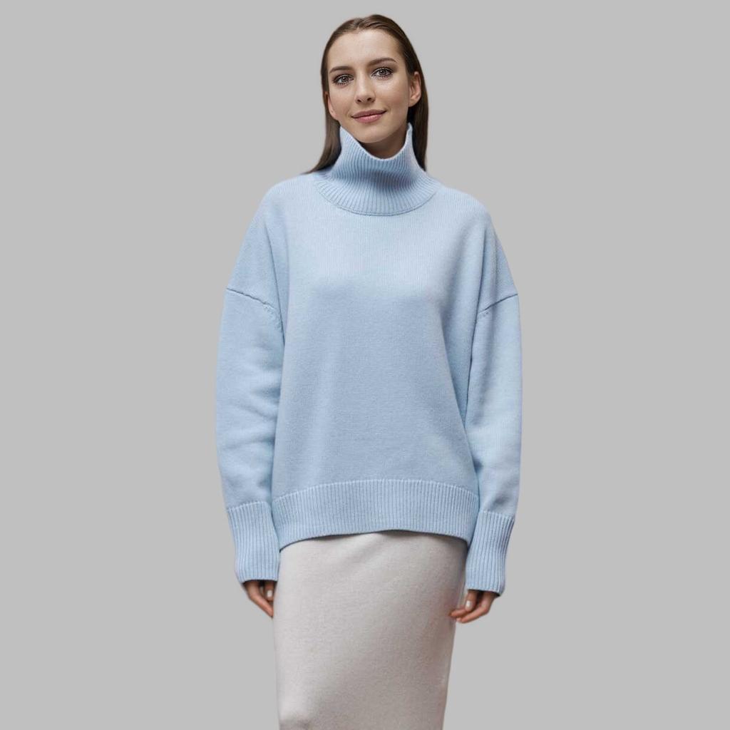 Осень-зима женский свитер с высоким воротом теплый пуловер толстый свободный черный вязаный свитер цвета верблюжьей шерсти для женщин