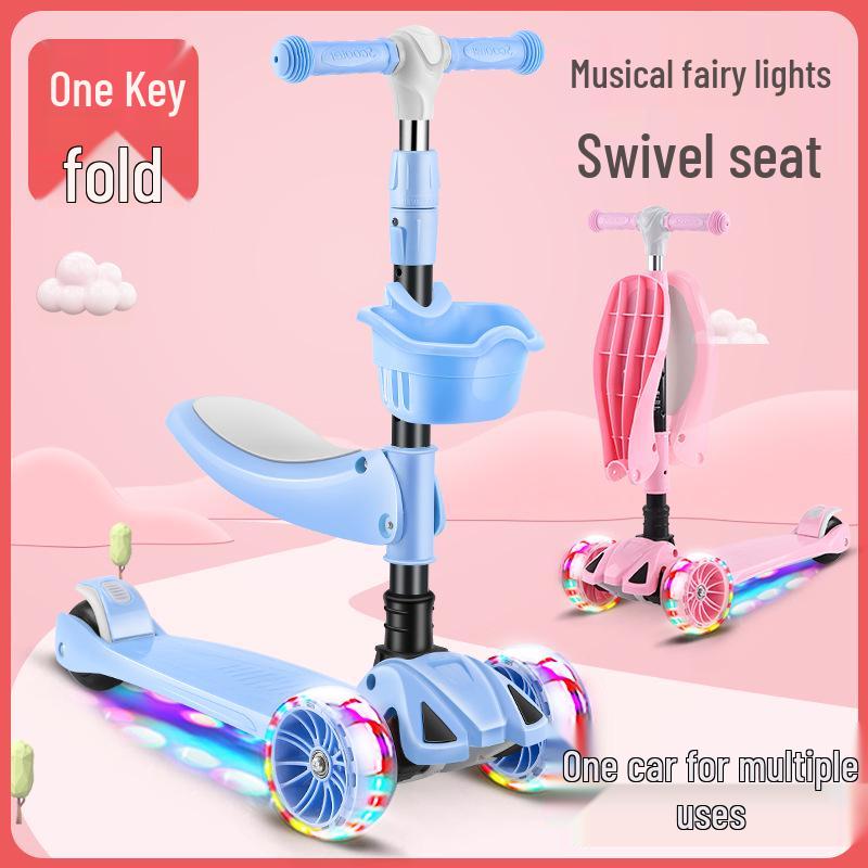 Three-in-One Foldable Children's Scooter with Flashing Pedal