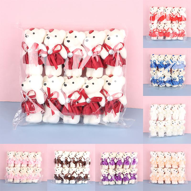 10Pcs 12Cm Bear Flower Bouquet Toy Cartoon Doll Foam Bouquet Gift Party Decor