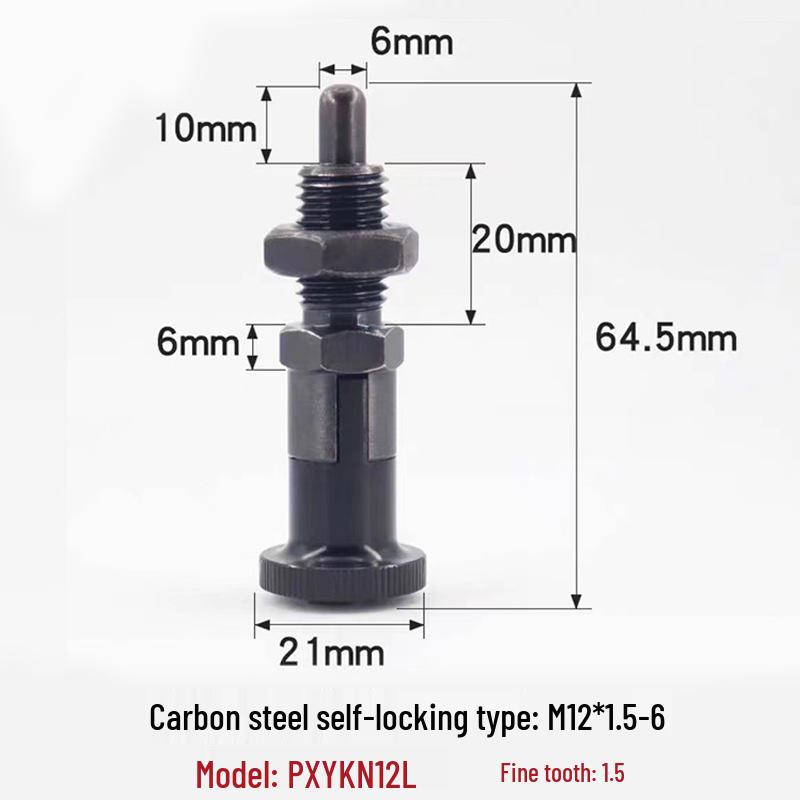 Stainless Steel/Carbon Steel Indexing Pin: Knob Plunger, Self-Locking, Re-Locking, Fine Thread, Complete Specifications