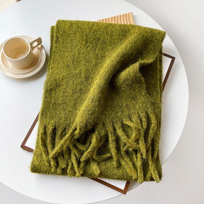 Soft Alpaca Blend Scarf Women Winter Warm Long Knit Wrap Street Style Neutral Tone Cozy Neck Warmer