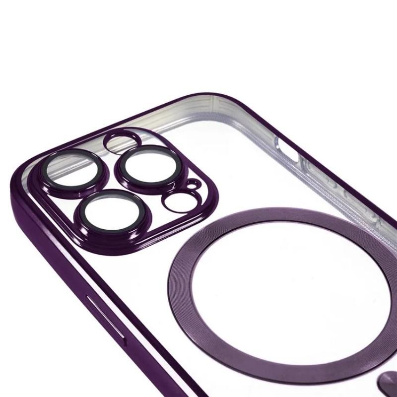 For iPhone 13 Pro 6.1 Inch Magnetic Case WANLONFENG Electroplated TPU Cover with Lens Film+2Pcs Tempered Glass