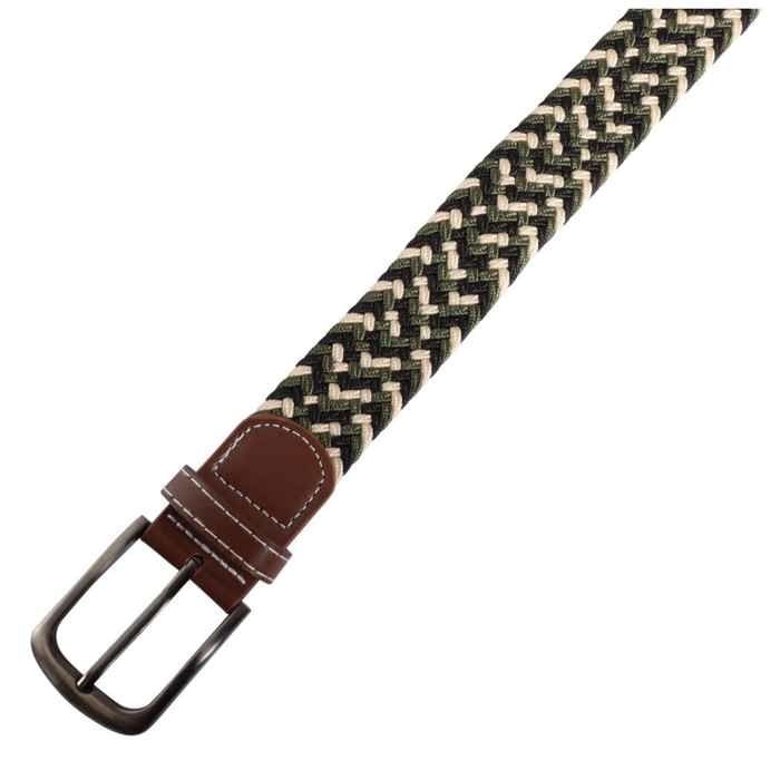 Ceinture textile - XXL - 100 cm - Polyester & simili cuir - Vert foncé