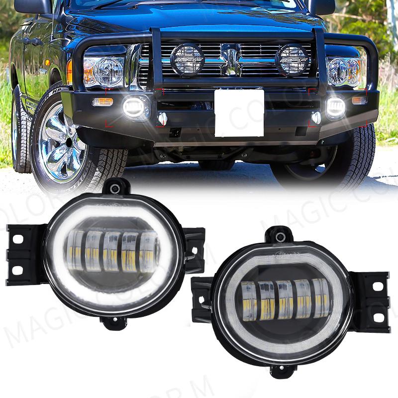 Для Dodge Ram 1500 2002-2008 2500/3500 2003-2009 Durango Truck 2004-2006 Светодиодные противотуманные фары с ангельскими глазами Водонепроницаемые 12В