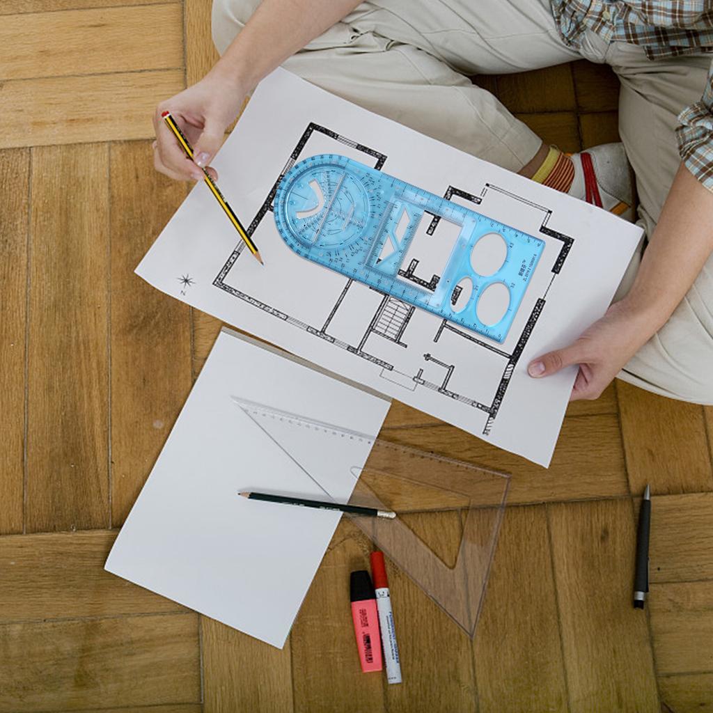 For School Office Architecture Supply Multifunctional Geometric Ruler Geometric Drawing Template Measuring Tool