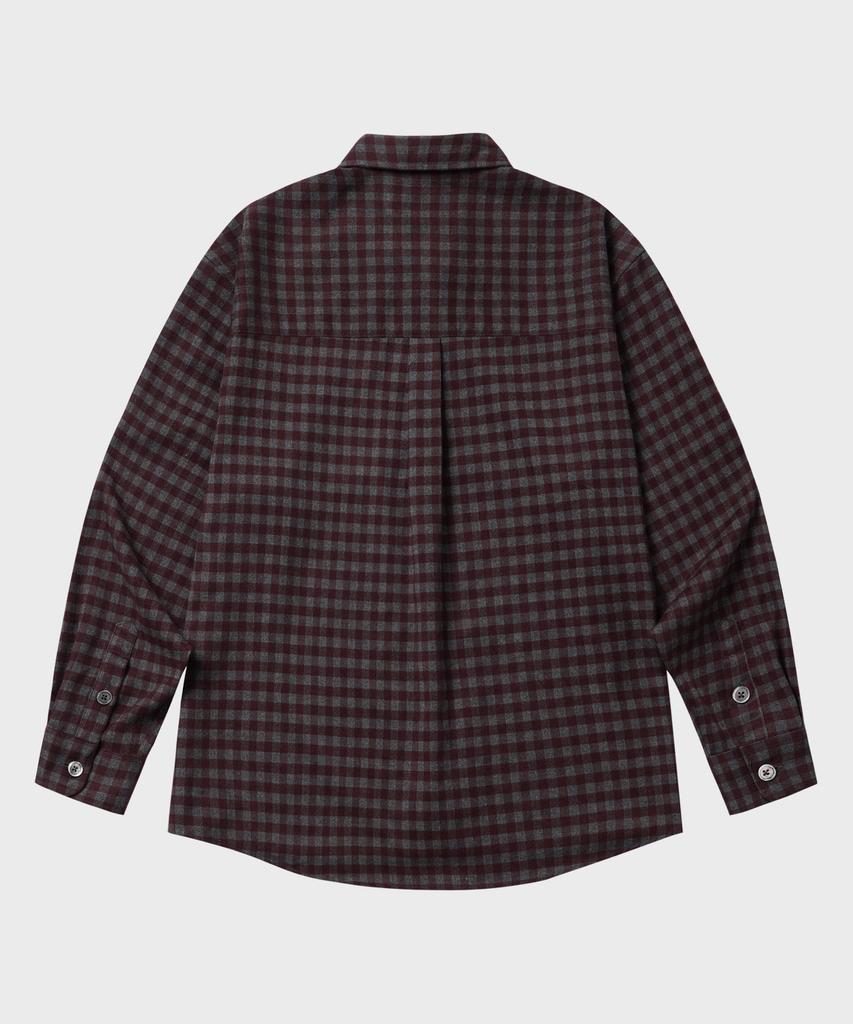 LEIRE Two-Pocket Gingham Check Shirt [Wine]