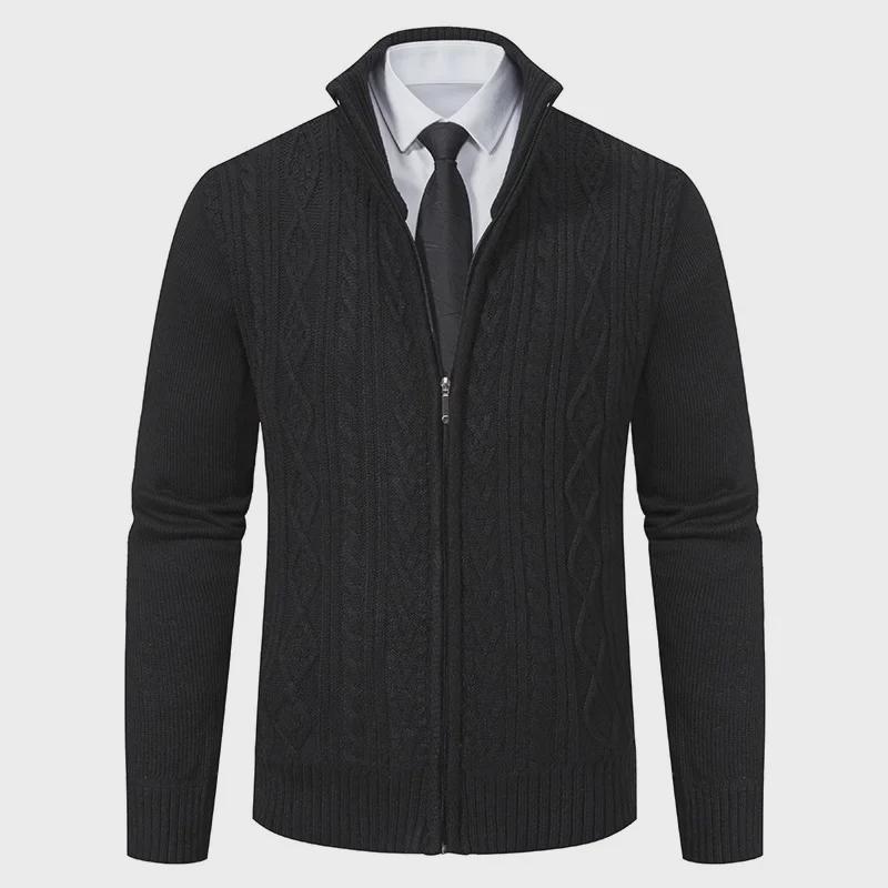 Men's Trendy Knitted Stand-Up Collar Sweater Cardigan - Autumn/Winter Warmth