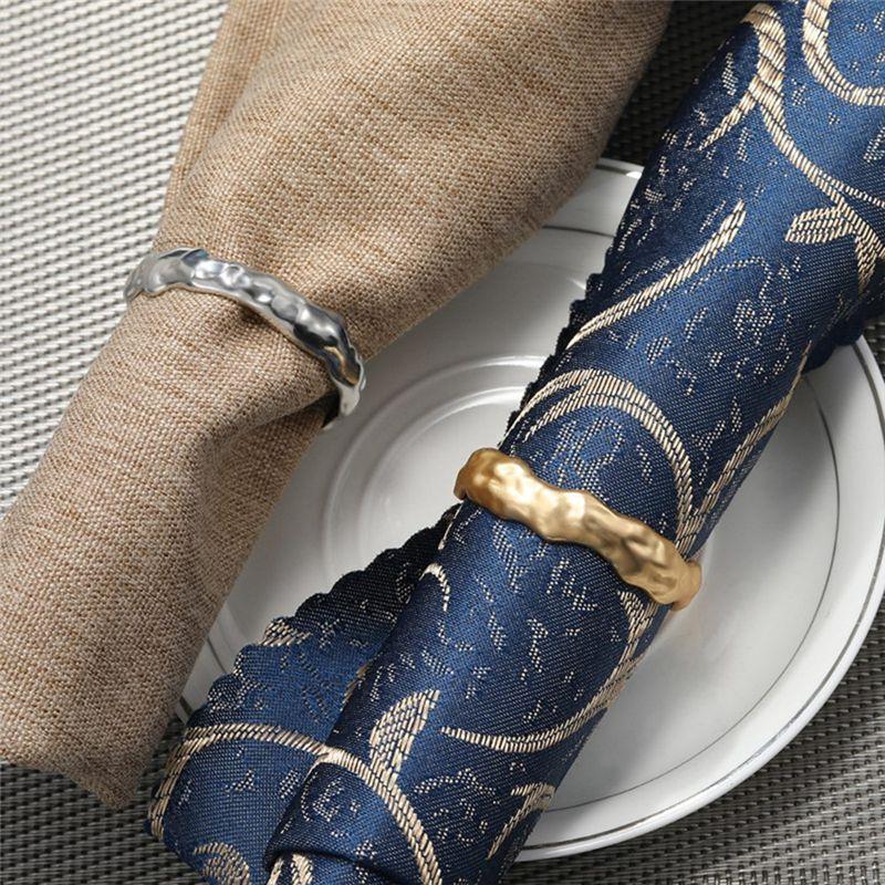 AEE2-6Pcs Napkin Ring Metal Napkin Ring Set Napkin Buckles Holder Table Decor For Wedding, Party, Ramadan, Banquet