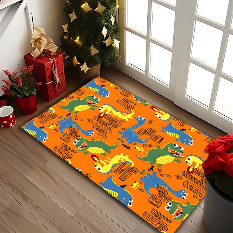 1pc Colorful Dinosaur Rug, Comfortable Printed Home Area Carpet, Cozy Office Chair Rug