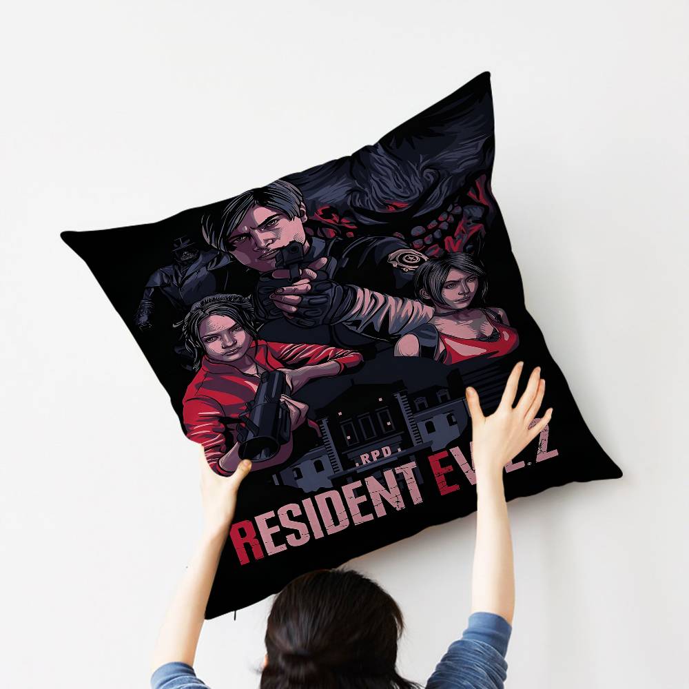 Подушка с принтом Resident Evil Леон Кеннеди Чехол для подушки Автомобильная декоративная подушка для дивана Автомобиль Рождественский подарок 40x40см 45x45см