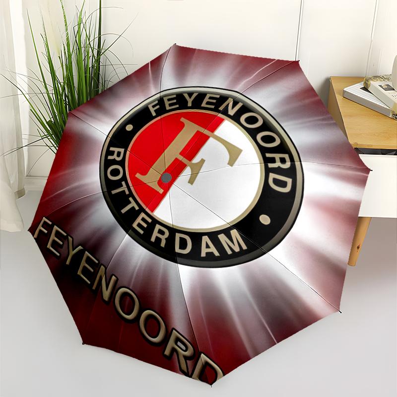 Feyenoord Rotterdam logo Print Automatic Umbrella, 8 Rib Iron Frame, Plastic Handle, Suitable for Outdoor Travel &Daily , Ideal Gift