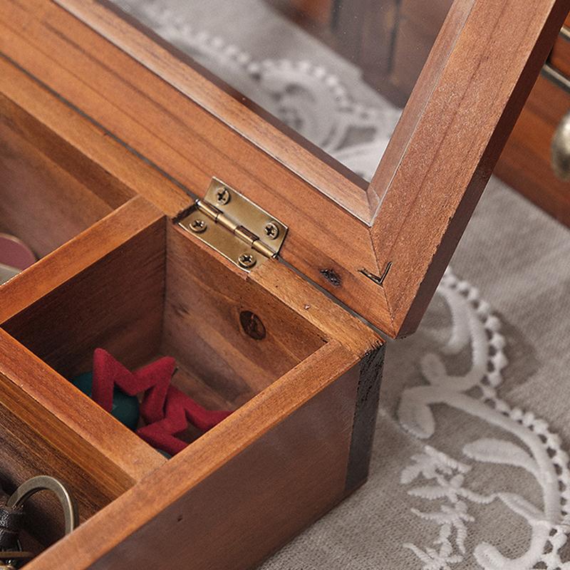 Винтажная шкатулка для колец, деревянная шкатулка с прозрачной крышкой, портативная шкатулка для украшений, коробки для демонстрации браслетов и сережек