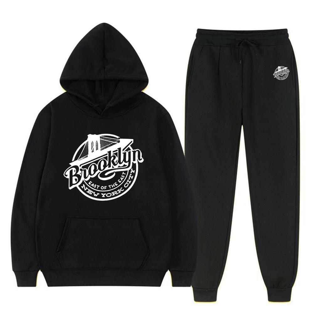 Мужской спортивный комплект из флиса с капюшоном, модная повседневная спортивная одежда, осень и зима