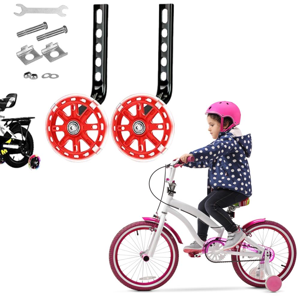Children's Bicycle Training Wheels Flash Mute Wheel Bicycle Stabiliser Mounted Kit Compatible for 12 14 16 18 20 Inch Kids Bikes