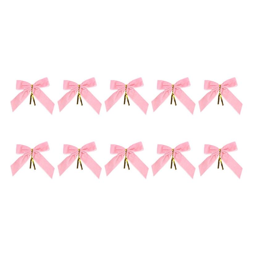 10PCS Christmas Tree Pendant Rustic Small Velvet Holiday Christmas Bows Ribbon Ornament Diy Craft Wrapping Decorations