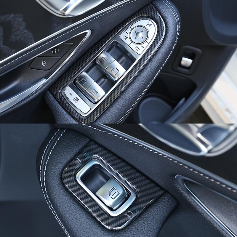 Автомобиль-Стайлинг, внутренняя отделка, кнопка подъема окна, переключатель, блестки, ABS, углеродное волокно/серебристый для Mercedes Benz New C Class W205