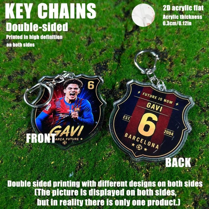 Акриловый брелок FC BARCA – Двусторонний 2D брелок для сумки, ключей, рюкзака, Футбольный кулон Гави Рафинья Педри Ямаль Кубарси