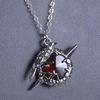 1 Set Crow Brooch with Matching Pendant Necklace Neck Jewelry Redness Zircon Designing for Anime Lovers and Trendsetters