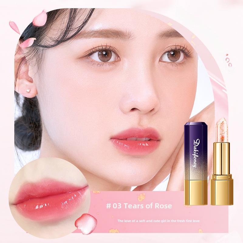 Помада Lotus Flower Jelly, меняющая цвет, увлажняющая, восстанавливающая, против трещин, стойкая, нелипкая, чувствительная к температуре, уход за губами