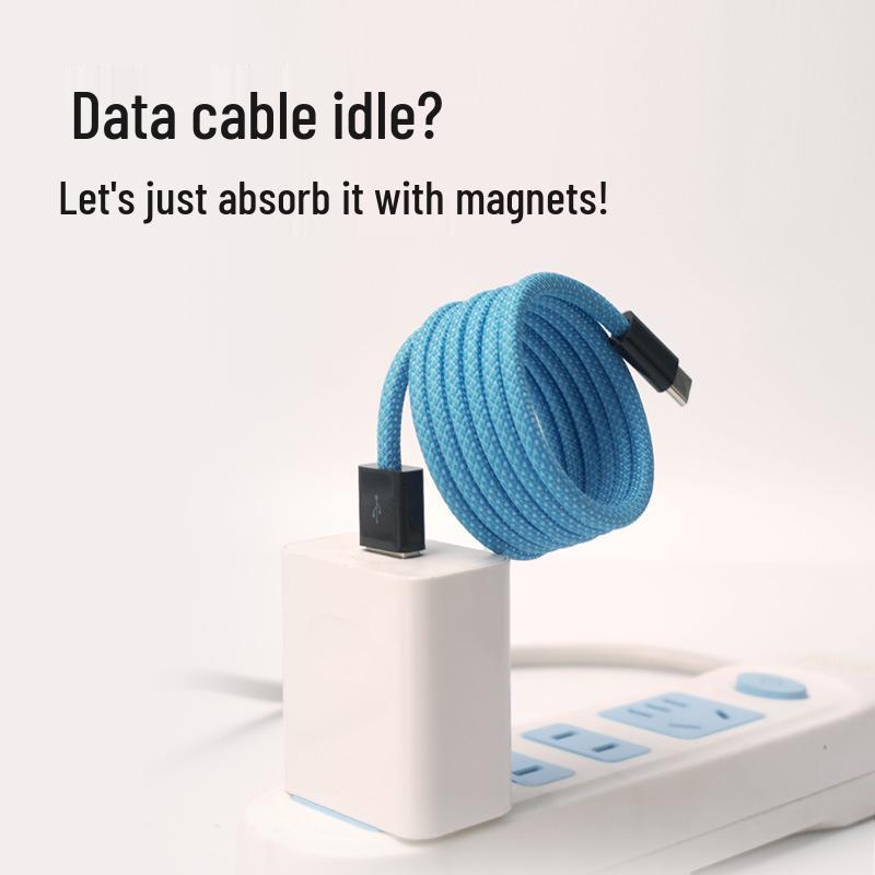Магнитный плетеный кабель для быстрой зарядки 100 Вт с двумя разъемами Type-C для планшетов и компьютеров - Совместим с устройствами Apple и Android