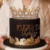 Большой топпер для торта в виде короны для взрослых, детей, мальчика, девочки, украшение торта на день рождения, свадьбу, металлическая золотая, серебряная, розовая хрустальная корона