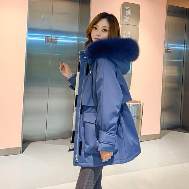 Winter Large Natural Fur Down Jacket Women Duck Down Hooded Sash Tie Up Parka Female Warm Snow Coat