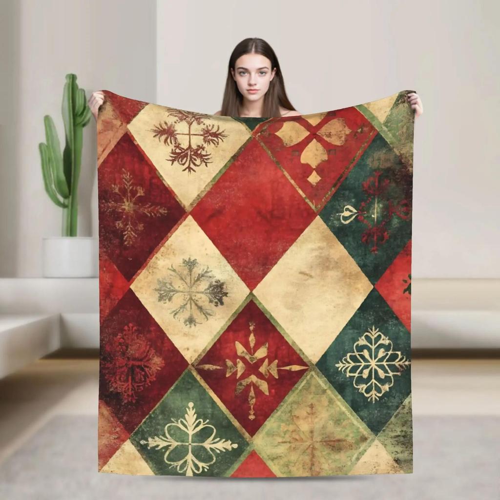 Merry Christmas Blanket Soft Warm Plush Throw for Home Bed Travel Airplane Festive Flannel Bedspread Decor