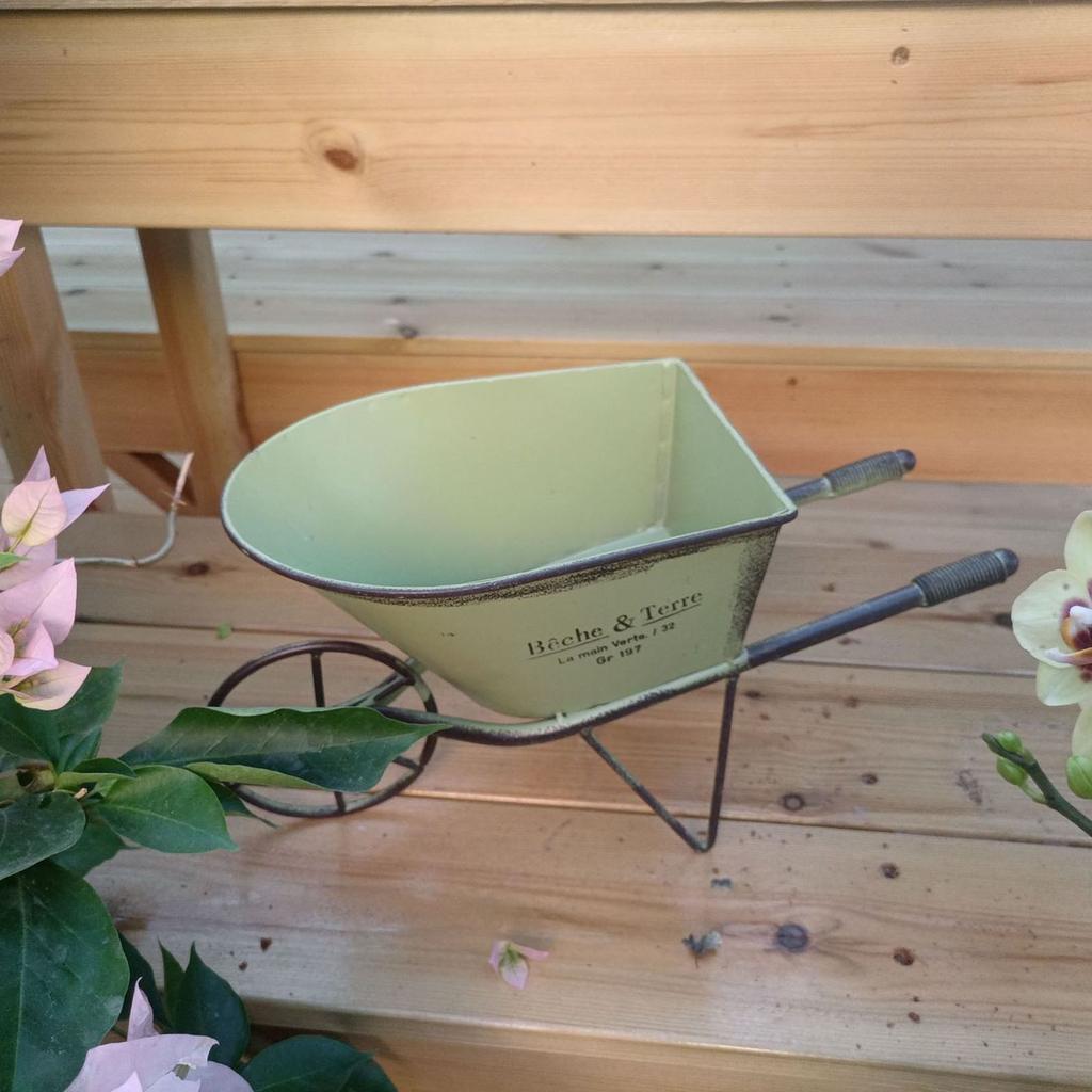 Классическая кованая тележка на одном колесе для садового декора, металлическая тачка, маленькая кашпо для цветов, горшки для растений, контейнер для растений, подарок