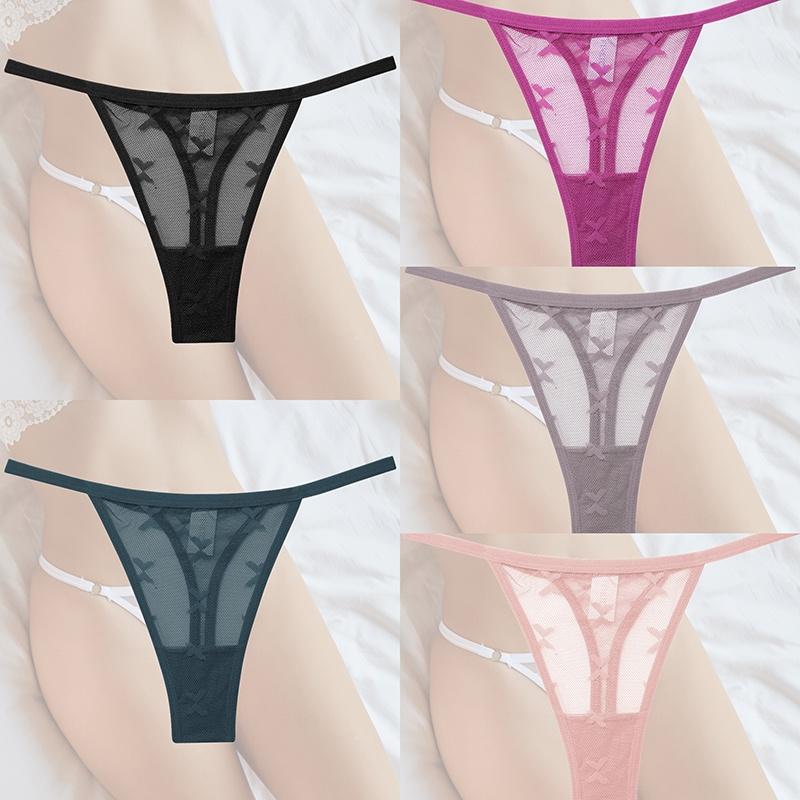 Комплект из 7 кружевных трусиков-стрингов, женские трусики-стринги с цветочным принтом, S-XL, женское нижнее белье для девочек, прозрачное нижнее белье