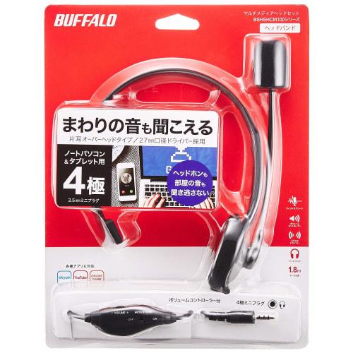 Гарнитура Buffalo BUFFALO с одним наушником и оголовьем, 4 полюса, BSHSHCM105BK