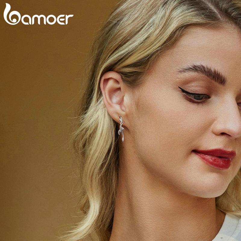 Серьги-гвоздики BAMOER из стерлингового серебра 925 пробы с фианитом, гипоаллергенные легкие ювелирные изделия, подарки для девочек