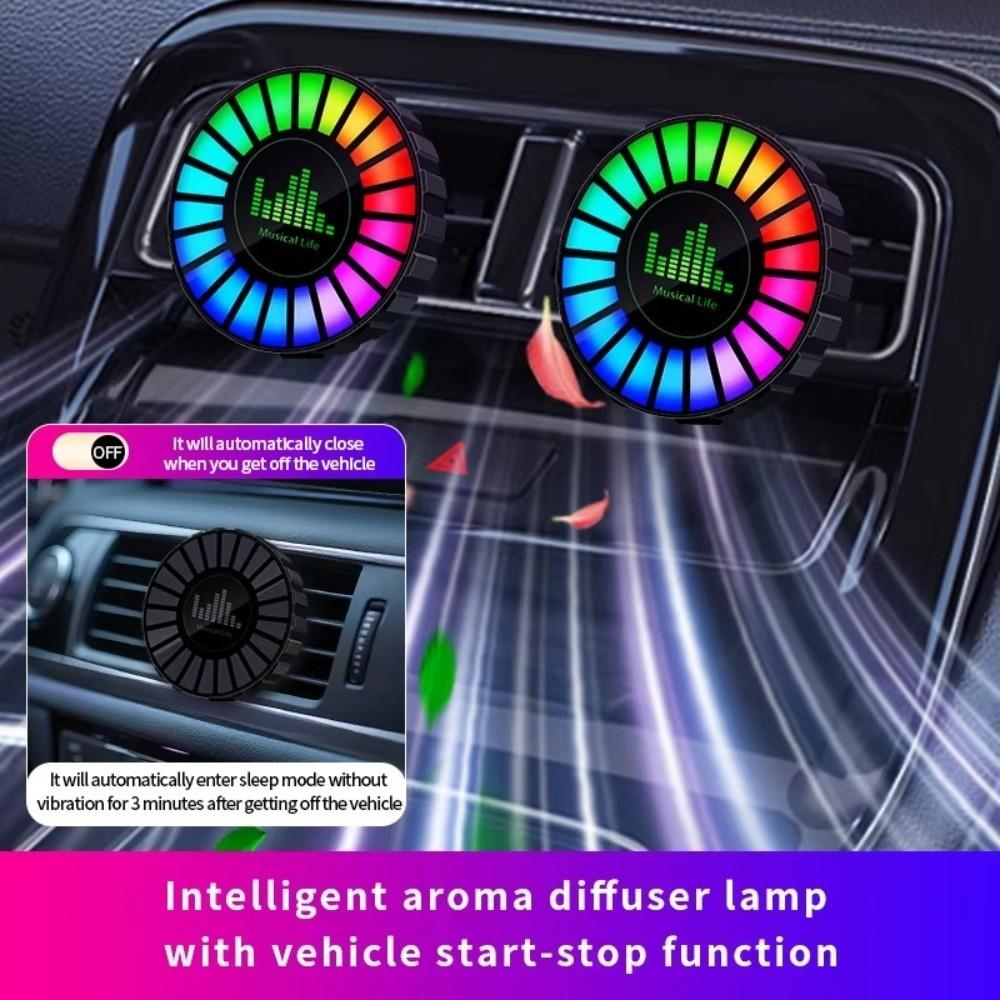 Rechargeable Car Aromatherapy Lamp Vent Clip RGB Music Rhythm Lamp Car Fragrance Light Automotive