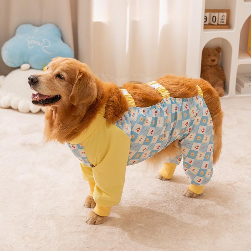 Waterproof Full-Print Dog Raincoat Large Breeds Golden Retriever Outdoor Wear 4-Legged Pet Coat