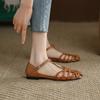 Fashion Rome Woven Sandals Low Heels Female Beige Brown Breathable Sandals Chunky Summer Ladies Gladiator Shoes Sandalias De Mujer