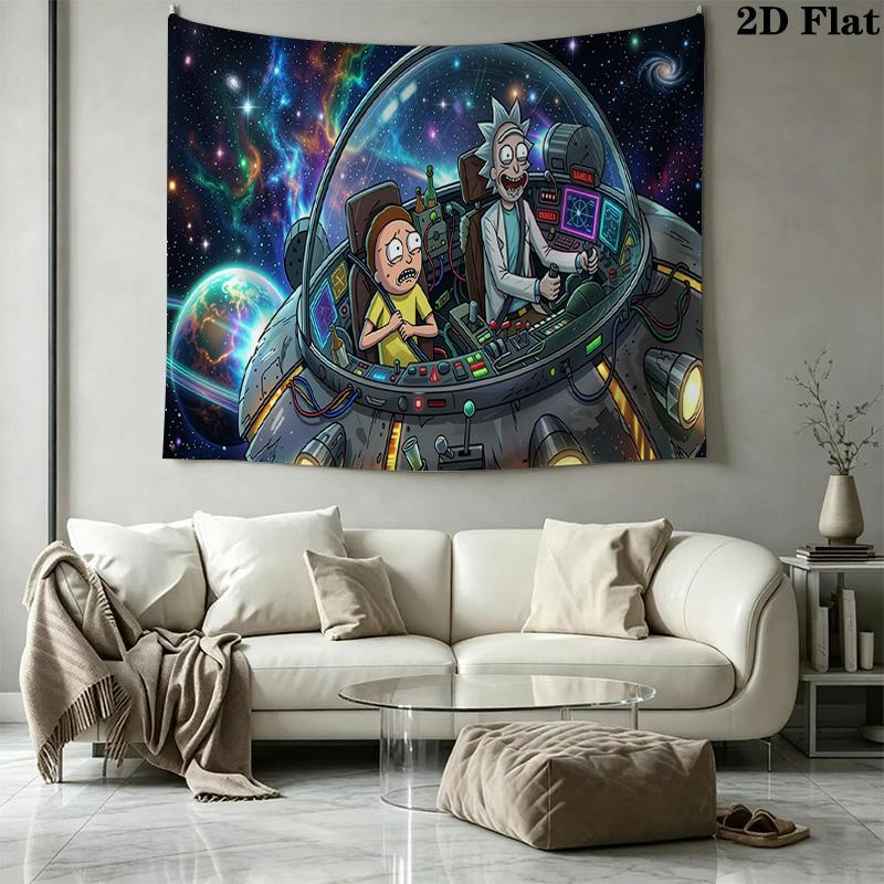 Rick y morty Wall Tapestry Aesthetic Wall Hanging Printed Fabric Blanket Decorative Tapestries for Bedroom Living Room Home Decor