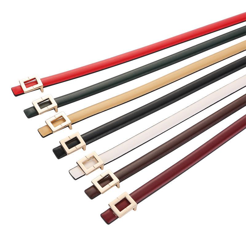 Meier Square buckle genuine leather thin belt skirt small waistband first layer cowhide women's thin belt