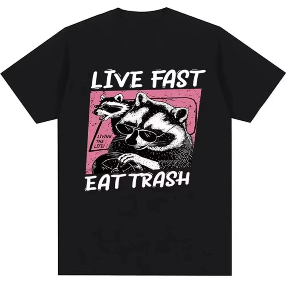 2026 Summer Fashion Short Sleeve Casual T Shirt Funny Cartoon Raccoon Tshirt Camisas Hombre Female Casual Top Tee Unisex Tshirt