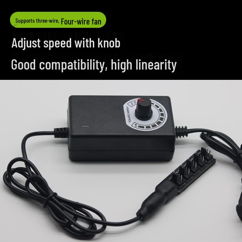 Compact Desktop CPU Fan Speed Controller 220V to DC 3V-12V, 2A, 4-Pin External Power Supply