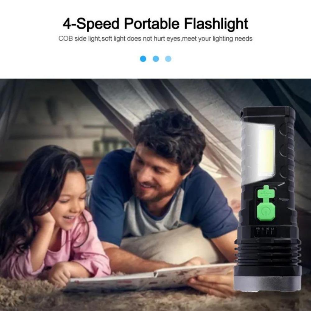 50 Вт USB-фонарик, перезаряжаемый, 4 режима переключения, водонепроницаемый фонарь для кемпинга, пешего туризма, рыбалки, приключений, экстренной помощи