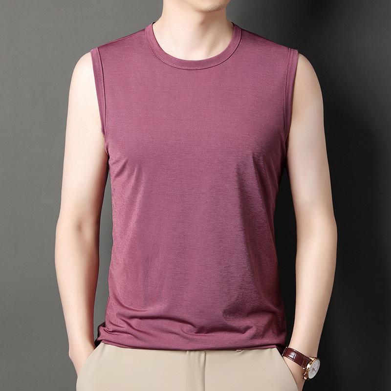 Summer New Middle-Aged Men's Short-Sleeved T-shirt Small V-neck Thin Business Cotton Men's Vest T-shirt