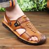Fashion Fashion Casual Cow Leather Sandals for Men Solid Color Dual-use Slipper Shoes Male Beef Tendon Beef Tendon Base Beach Shoes Man